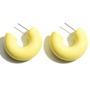 Thick Coated Hoop Earrings – Pastel Yellow